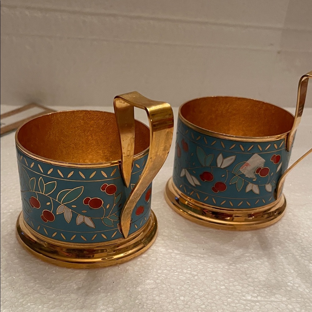 Elegant Gold and Blue Tea glass holder